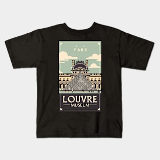 A Vintage Travel Art of the Louvre Museum in Paris - France Kids T-Shirt